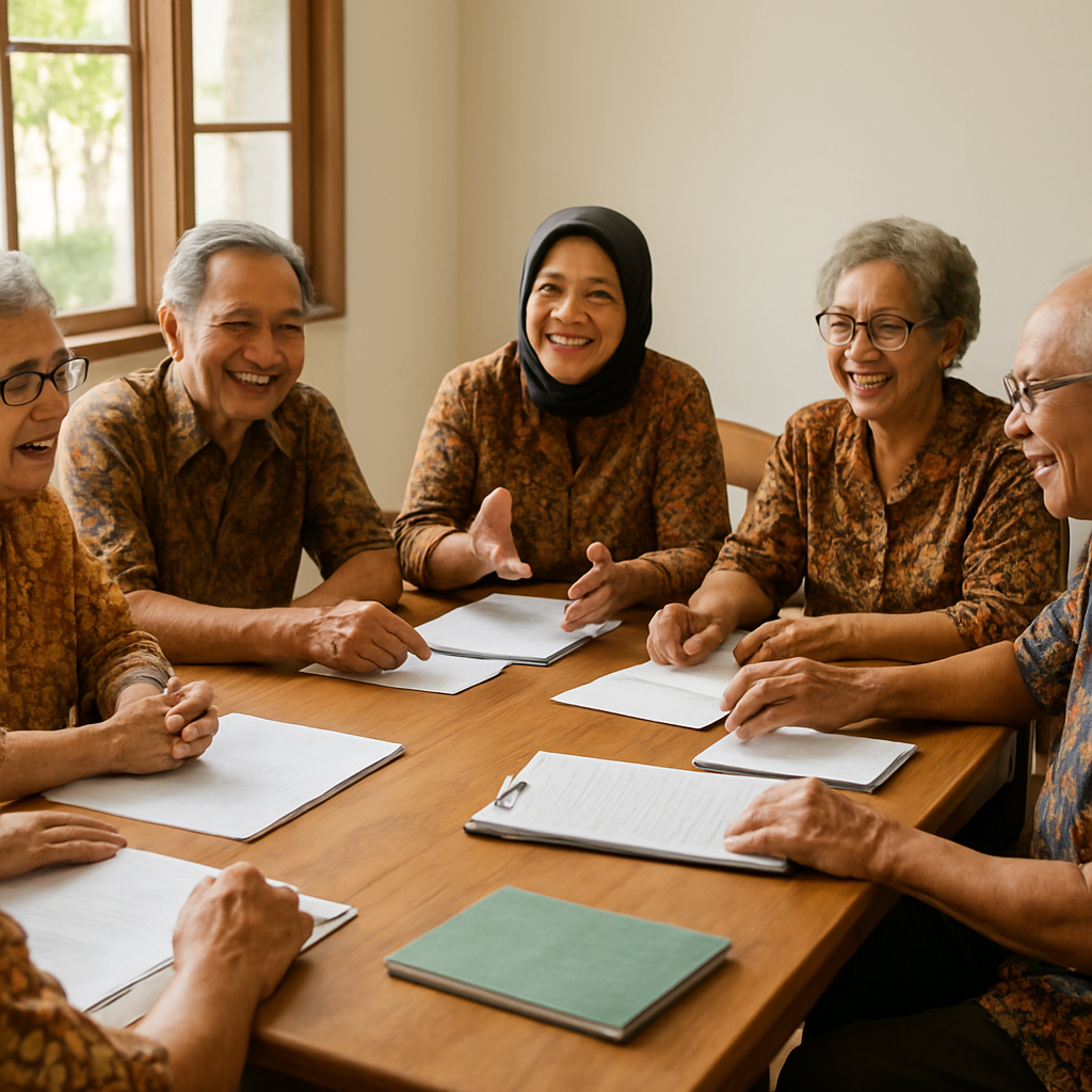 Komunitas pensiunan aktif berdiskusi